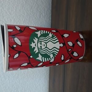 STARBUCKS 2016 Holiday Coffee Hot Beverage Tumbler Red Cup 12 Oz
